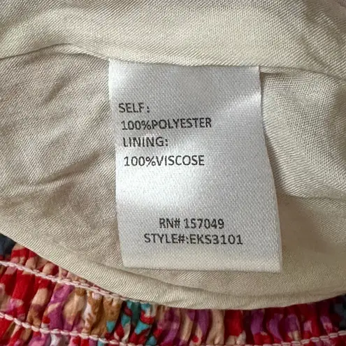 Fanco Mini Skirt Womens S Red Pink Floral Tiered Cottagecore Ruffle Boho Fairy