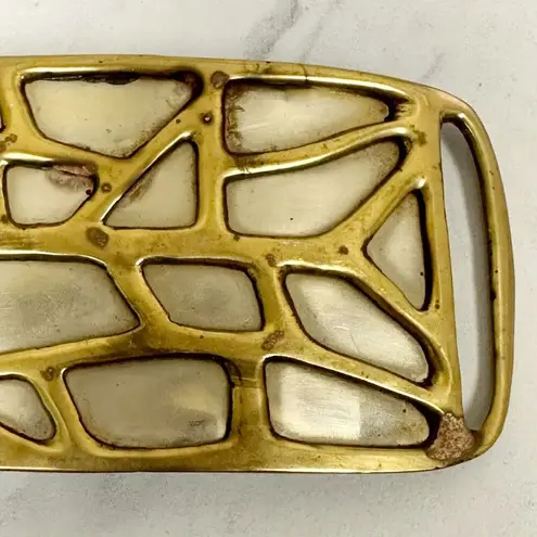 The Bar Vintage Brutalist Silver and Gold Tone Belt Buckle Made in India