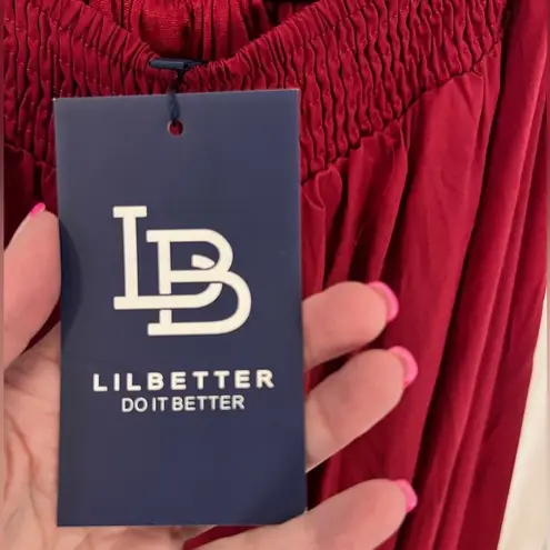 LILBETTER XS Red Wine Burgundy Crochet Lace Maxi Halter Neck Backless Dress NWT