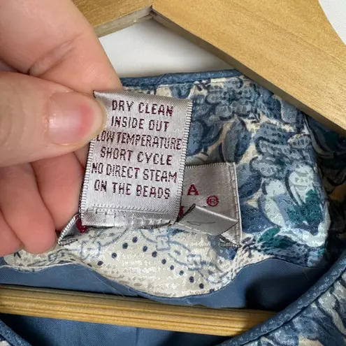 Adrianna Papell VTG 100% Silk Floral Jacket Size 14 Button Front Elegant Formal