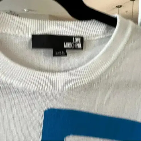 Love moschino  big love logo oversized jumper in white