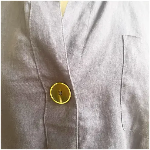 Ellen Tracy Popover Linen Tunic Size XL Indigo Short Sleeve Collared Beachy