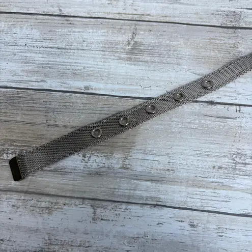 Metallic Mesh Metal Belt Gold Silver Tone Sz Sm 32” Edgy Y2K Utilitarian Floral