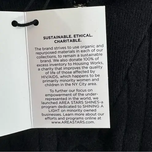 Area Stars Quarter Zip Sweater Black Cable Knit Ribbed Collared Pullover S NEW