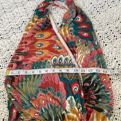 Rachel Pally Peacock Print Halter Tank Top Multicolor (Small) Art to Wear Boho