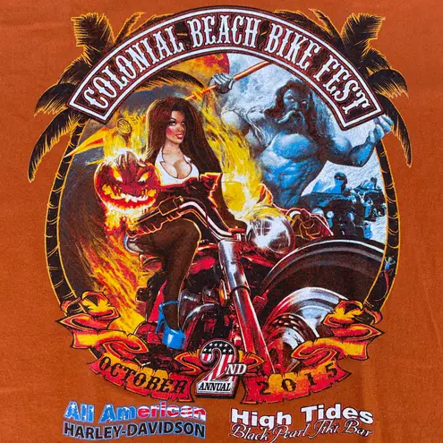 Harley Davidson Colonial Beach Bike Fest Halloween Orange Long Sleeve T-shirt