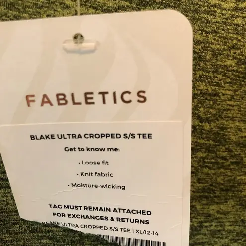 Fabletics  Blake Cropped SS Tee Loose Fit Heather Green Size XL - Image 5