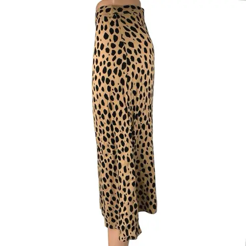 Reformation  Bea Brown Silk Satin Leopard Print Midi Straight Pencil Slip Skirt 0 thumbnail 4