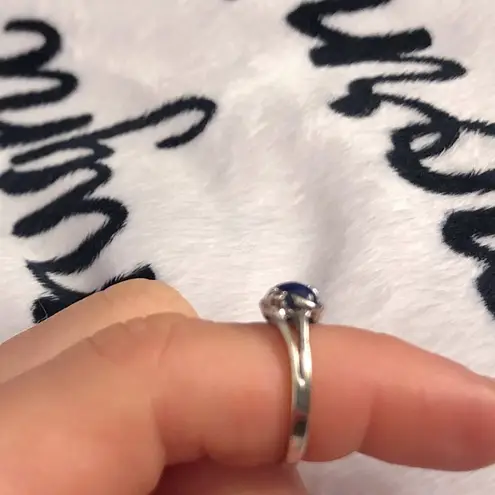 Boutique Blue star sapphire & diamonds white gold ring 4