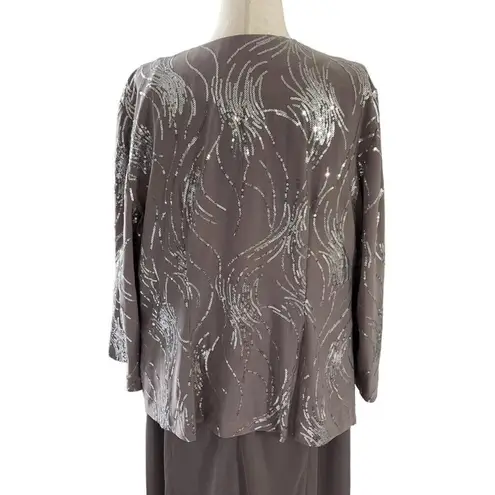 Alex Evenings  Women Size 18 2pc Set Gray Party Dress Sequin Formal 21-934