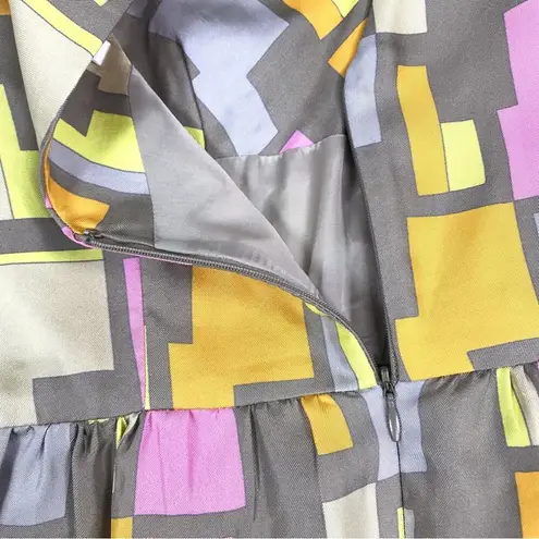 Milly Italian Silk Dress Women 8 Geo Print Boho Feminity Retro Resort Party Y2K