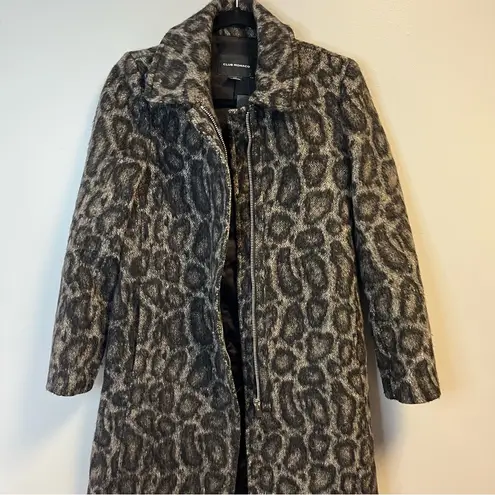 Club Monaco Coat Women's Linettah Brown Mix Animal Print Full Zip Coat Sz S NWT