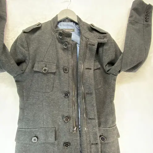 INC International Concepts Jacket Coat S Military Gray Wool Blend Stand Collar