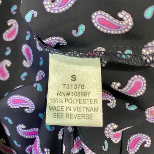 Sweet Rain Women’s Short Sleeve Roll Tab Top Purple Paisley Size Small EUC