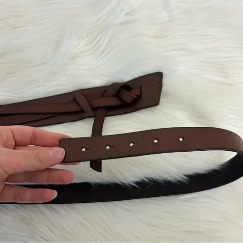 Genuine Leather Braided Wrap Detail Brown Belt Size XL