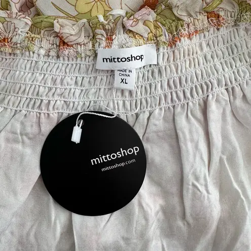 Mittoshop Floral Smocked Short Sleeve Mini Dress size XL NWT Retro Print Boho