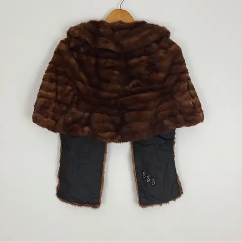 Vintage 50’s Genuine Mink Fur Stole Cape by AM&A’s Buffalo, NY Brown
