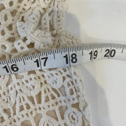 Staring At Stars Cream Crochet Short Sleeve Mini Dress EUC Sz Sm Lined Cotton