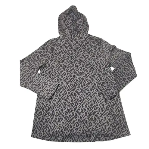 Soft Surroundings Hooded Sweater Womens Medium Leopard Print Cozy Layer Jacket