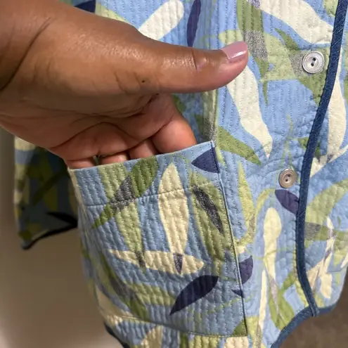 Alfred Dunner Women’s Size 18 100% Cotton Leaf Print Shirt Coastal Grandma