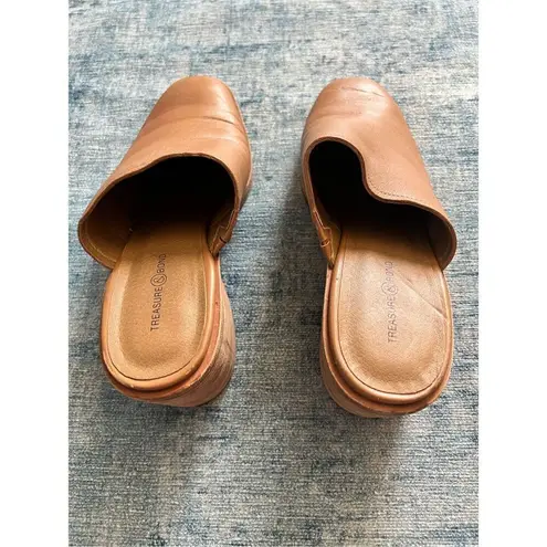 Treasure & Bond Brown Caramel Leather Perrla Chunky Heel Mule Size 8