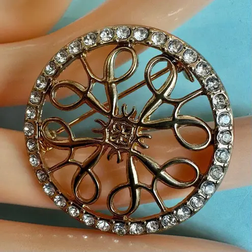 Nina Ricci for Avon NRT Rhinestone Brooch Gold Tone Vintage