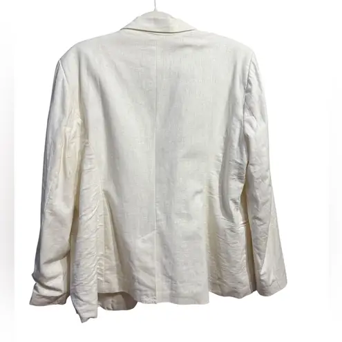 Marina Luna White Linen Blend Blazer Timeless Classic Sz XL Soft Girl Euro Style