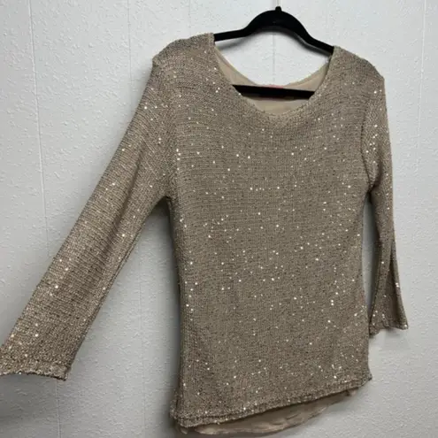 Shasa Sweater Womens Large Y2K Sequin Cut Out Back Party Event Evening Coquette