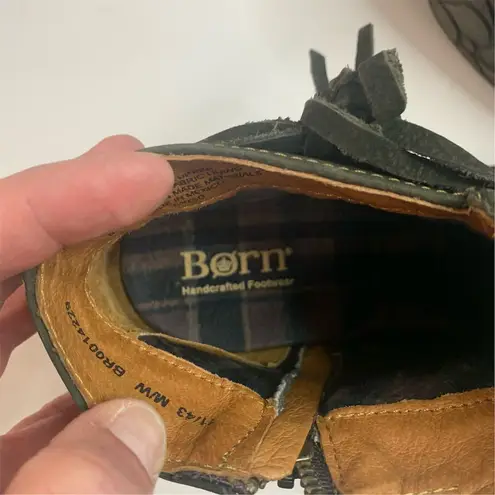 BORN Gray Leather Ankle Boots Unisex Size 11 Comfort Casual Block Heel