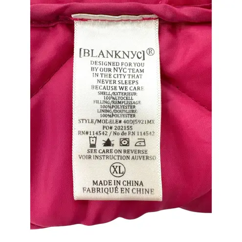 BLANKNYC Floral Quilted Bomber Jacket Pink White Burgundy Women's XL Drawstring