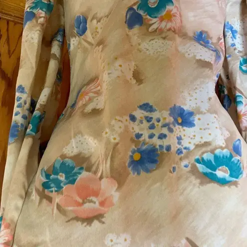 Vintage 70s floral polyester disco shirt Tan Size M
