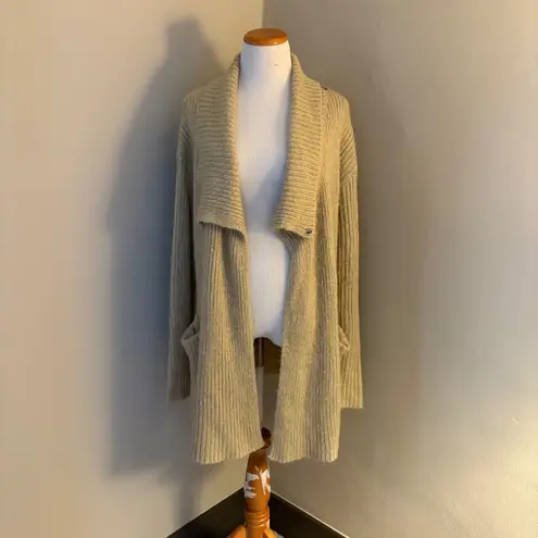 Judy Blue Chunky Knit Open Front Cardigan Sweater Beige Wool Blend Medium/Large