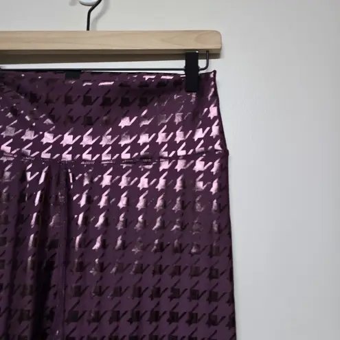 Peloton NWT Women's XL Show Up Houndstooth Leggings Purple Metallic High Rise