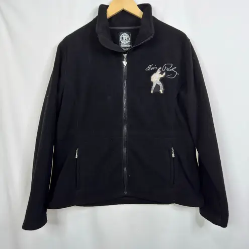 The Bradford Exchange Elvis Presley Black Fleece Zip Up Jacket Women's Large