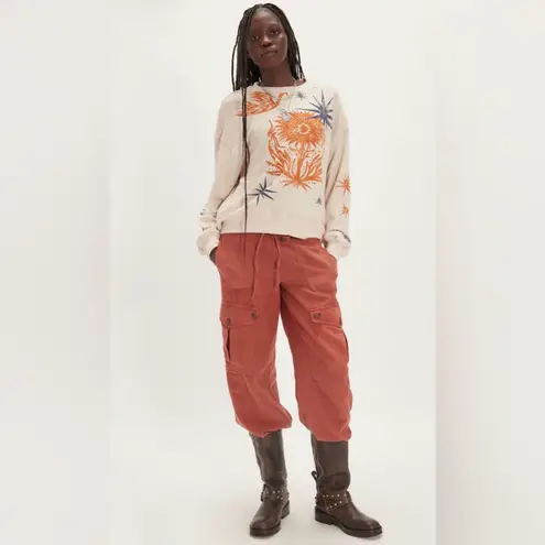 Free People X Daydreamer Folk Flower Stamps Crewneck Orange Size L