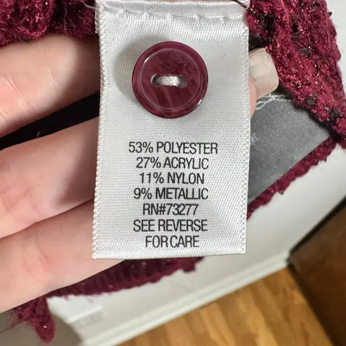 Simply Vera Wang Cardigan Women XL Red Maroon NWT Button Up Long Sleeve Sparkle - Image 6