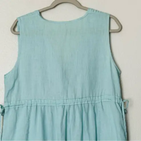 Sundance Light Blue Aqua Sleeveless 100% Linen Dress Size Large