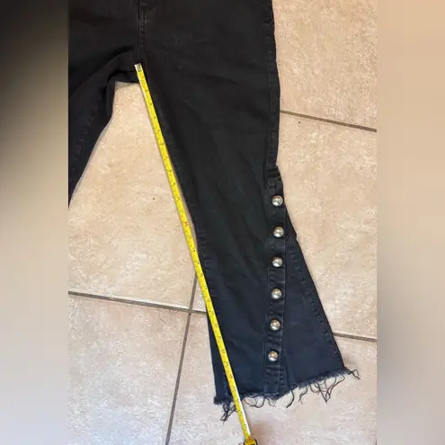 Rachel Roy Black Stretch Denim Studded High Waist Crop Flare Jeans Women's Sz 32