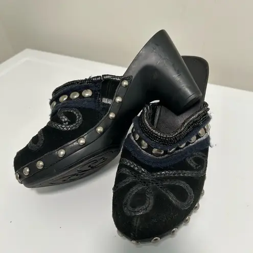 Laura Ashley Pennington Beaded Mules Black Silver Size 9