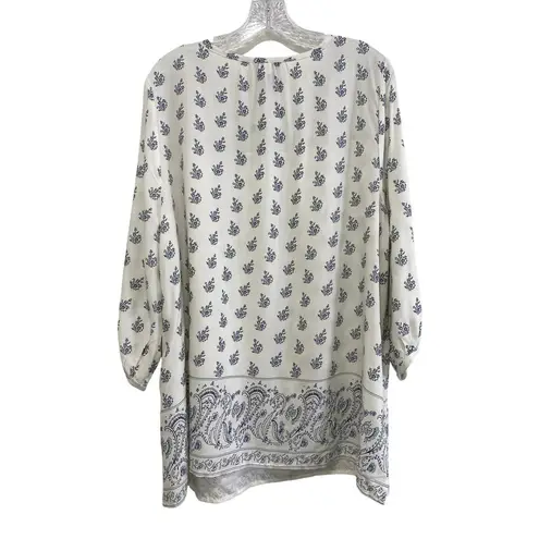 Catherine's Beaded Boho Floral Peasant Top Womens Size 0X Rayon Neutral Regency White