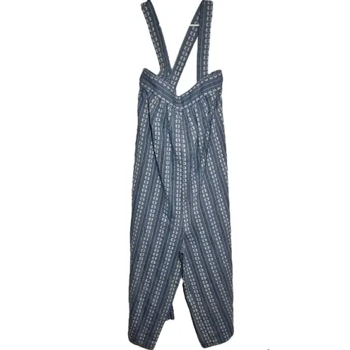 Seafolly Anthropologie Dobby Stripe Jumpsuit Criss Cross Back Chambray Paisley L