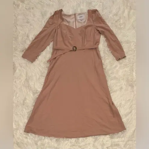 LK Bennett NEW Katerina Long Sleeve Belted Pin Pink Crepe Midi Dress sz 12