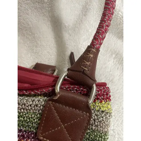 The Sak Crochet Multi Colored Stripes Boho Shoulder Bag Purse