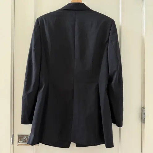 ESCADA Margaretha Ley Black 100% Wool Blazer Jacket White Accent Size 38