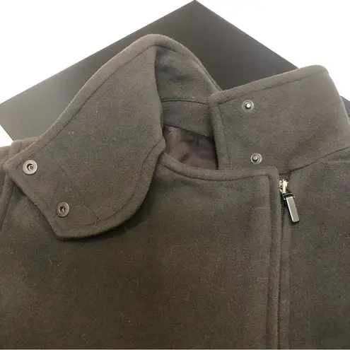 Armani Collezioni Belted Coat Cashmere Wool Zipper Dark Green Oversized Jacket 4