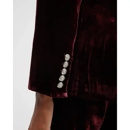 Veronica Beard  Gaya Dickey Jacket – Size 10 – Merlot Velvet – Silver Buttons