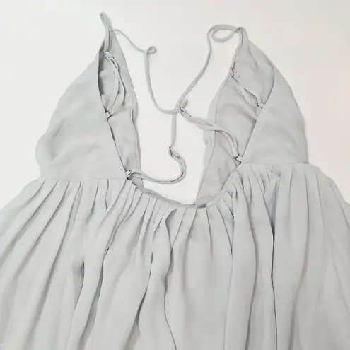 Michael Costello x REVOLE Etta Mini Wrap Dress in Baby Blue XS