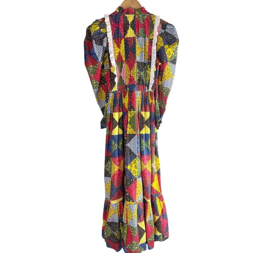 Doen Nicoletta Patchwork Print Organic Cotton Midi Dress Size XS