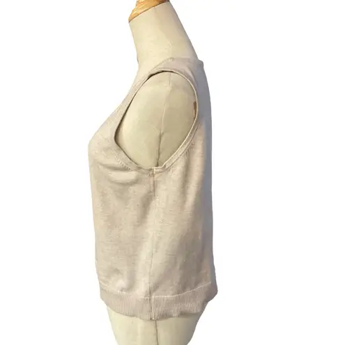 Adrienne Vittadini Sleeveless Scoop Neck Knit Casual Tank Top Beige Size Large