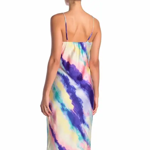 NWOT KENEDIK X Nordstrom Cowl Neck Tie Dye Midi Slip Dress Blue Size XL